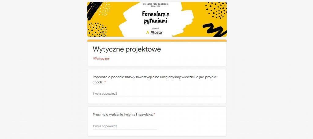 pytania do klienta w formularzu online przed projektem wnętrz