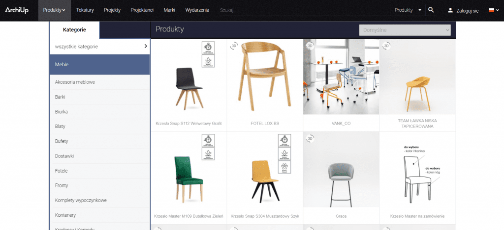 Modele 3D: krzesła. Producenci, którzy udostępniają bazy dla projektantów wnętrz.